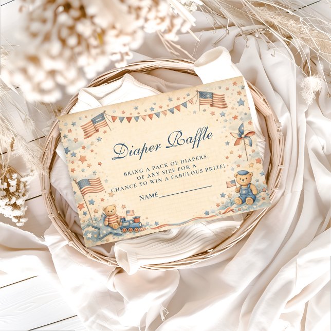 Carte D'accompagnement American Boy Stars and Stripes Diapper Raffle (Créateur téléchargé)