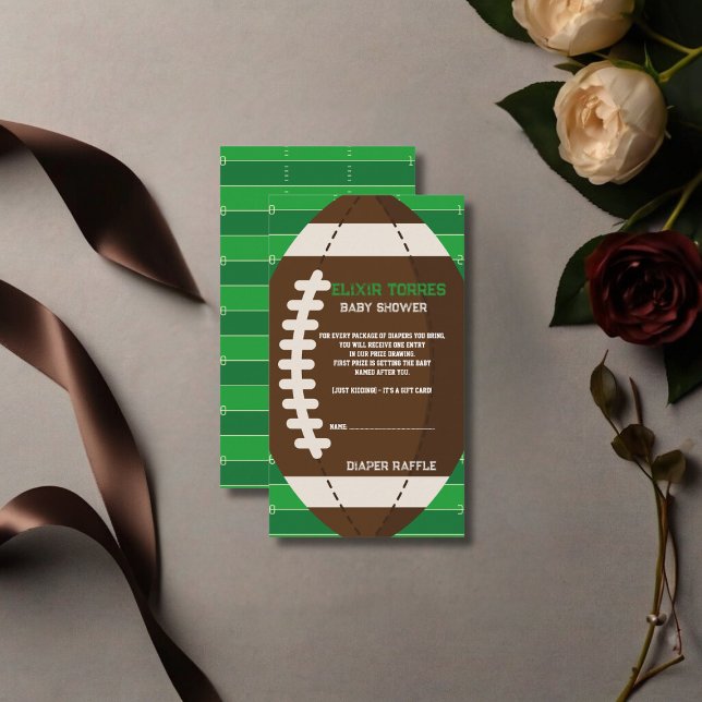 Carte D'accompagnement American Football Brown & Green Color Baby shower (Créateur téléchargé)