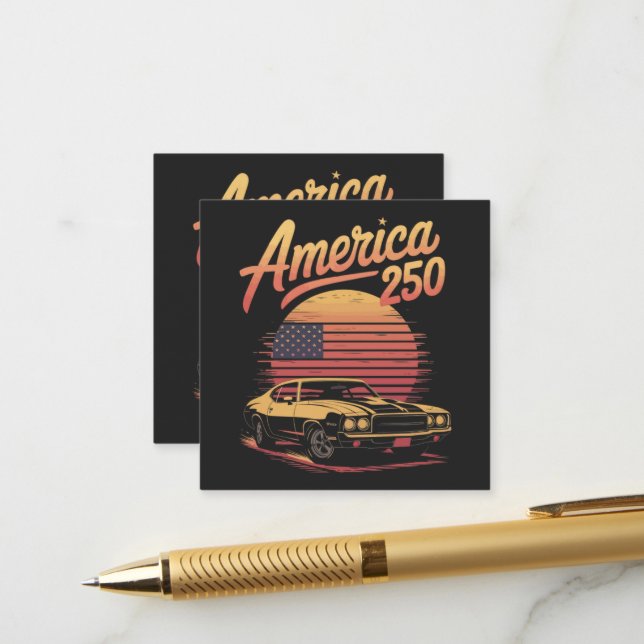 Carte D'accompagnement Amérique 250 US Rétro Coucher de soleil (Devant/Arrière en situation)