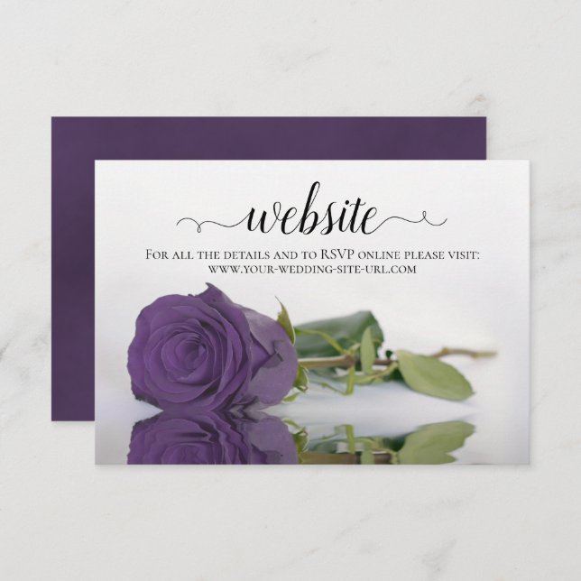 Carte D'accompagnement Amethyst Purple Rose Elegant Wedding Website (Devant / Derrière)