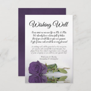 Carte D'accompagnement Amethyst Purple Rose Mariage Wishing Poem