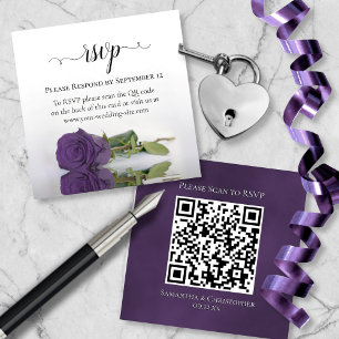Carte D'accompagnement Amethyst Violet Rose Élégant mariage RSVP QR Code