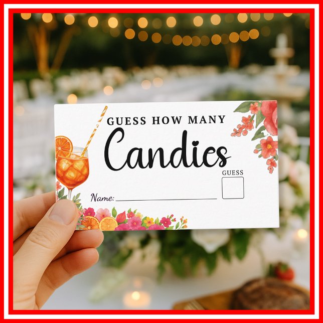 Carte D'accompagnement Amour au Premier Spritz Devinez Combien de Bonbons (Créateur téléchargé)