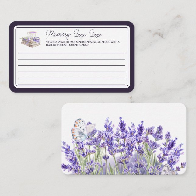Carte D'accompagnement Amour et Lavender | Message de la voie de mémoire (Devant / Derrière)