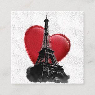 Carte D'accompagnement Amour Paris Coeur Rouge Tour Eiffel
