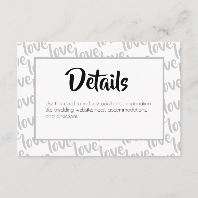 Carte D'accompagnement Amour Typographie Moderne De Mariage De Script (Devant)