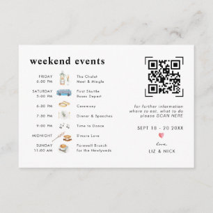 Carte D'accompagnement Analyse du code QR   Détails du week-end Mariage i