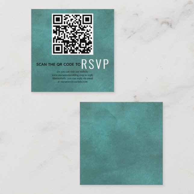 Carte D'accompagnement Analyser le code QR en ligne RSVP turquoise bleu m (Devant / Derrière)