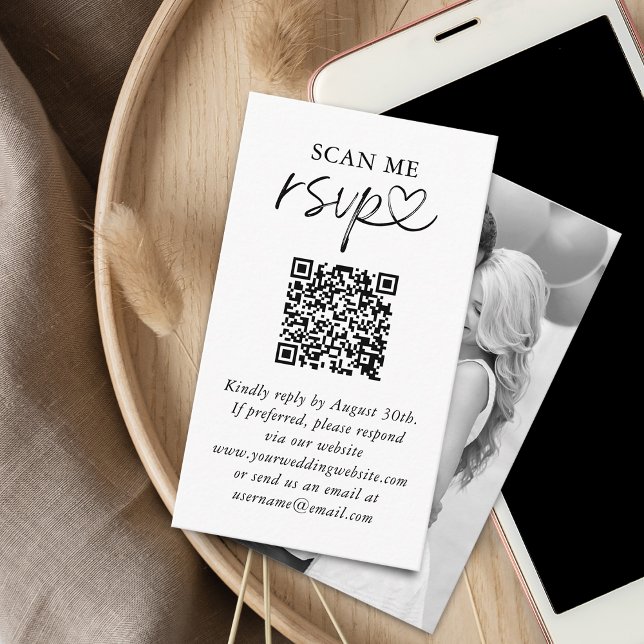 Carte D'accompagnement Analyser moi mariage RSVP QR Code photo (Scan Me Wedding RSVP QR Code Photo Enclosure Card)