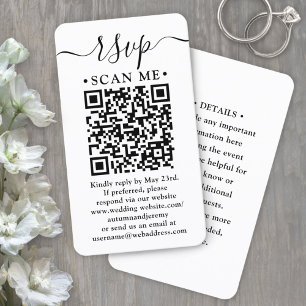 Carte D'accompagnement Analyser moi RSVP & Détails QR Code Mariage vertic