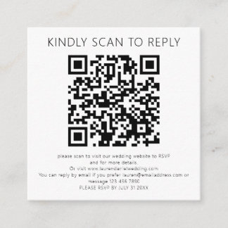 Carte D'accompagnement Analyser pour répondre QR Code Noir Blanc Mariage