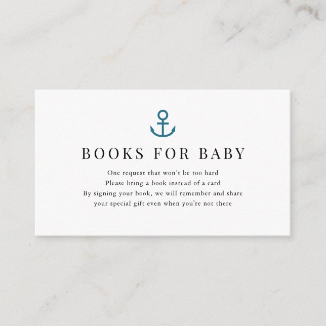 Carte D'accompagnement Anchor Navy Blue Baby Shower Request (Devant)