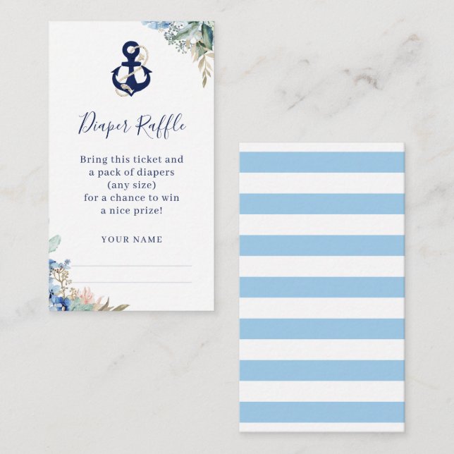 Carte D'accompagnement Ancre Baby shower floral Nautique Déchets (Devant / Derrière)