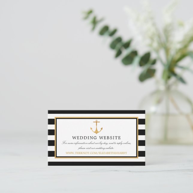 Carte D'accompagnement Ancre d'or nautique, Black & Gold Mariage site (Debout devant)