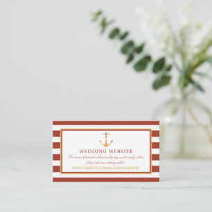Carte D'accompagnement Ancre d'or nautique, site Mariage de briques rouge