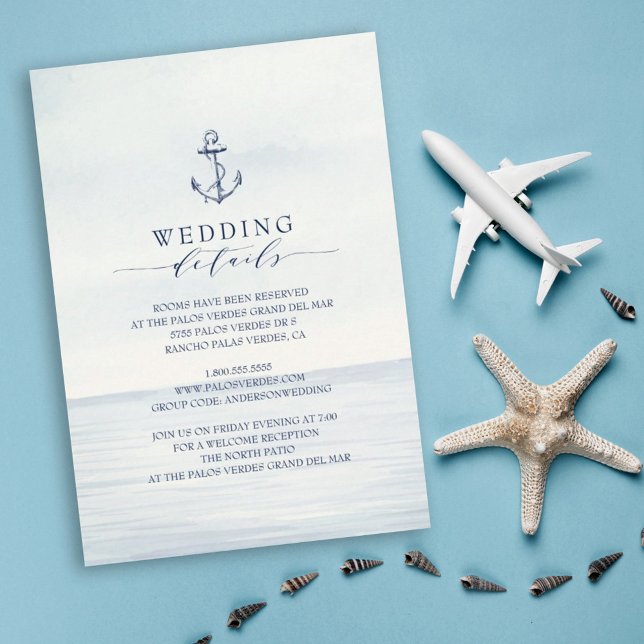 Carte D'accompagnement Ancre nautique Aquarelle Détails sur l'océan (Créateur téléchargé)