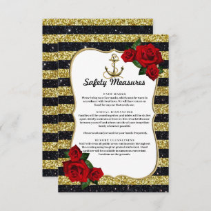 Carte D'accompagnement Ancre nautique Gold Black Stripes Mesures de sécur