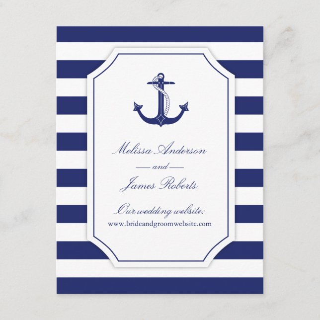 Carte D'accompagnement Ancre nautique Marine Blue Mariage Détails (Devant)