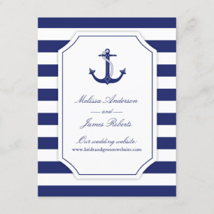 Carte D'accompagnement Ancre nautique Marine Blue Mariage Détails