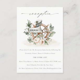 Carte D'accompagnement Ancre nautique Roue Floral Mariage Réception