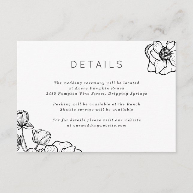 Carte D'accompagnement Anemone Bouquet Mariage (Devant)