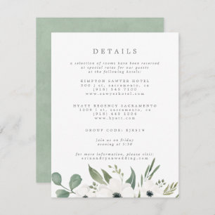 Carte D'accompagnement Anemones Sage & Dusty Green Eucalyptus Mariage