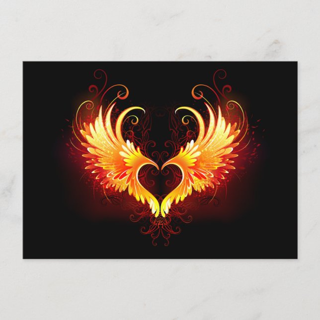 Carte D'accompagnement Angel Fire Heart with Wings (Devant)