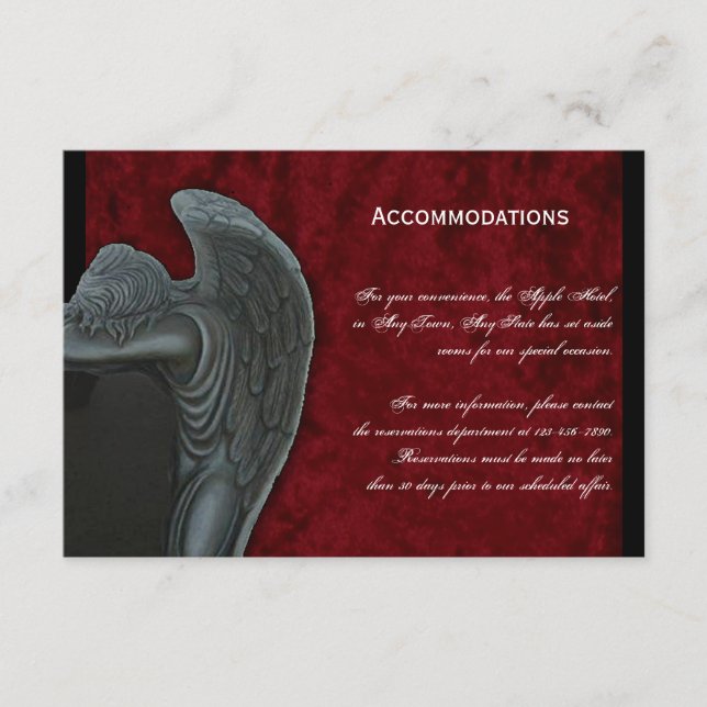 Carte D'accompagnement Angel gothique sur Velvet rouge Mariage Hébergemen (Devant)