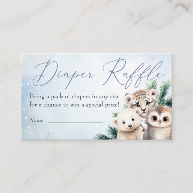 Carte D'accompagnement Animaux boisés Oh Baby Winter Diaper Raffle (Devant)
