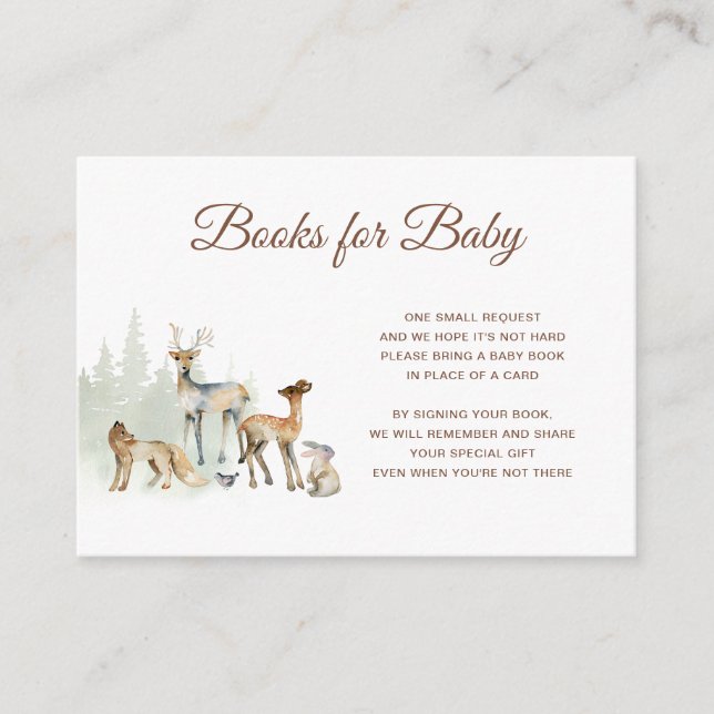 Carte D'accompagnement Animaux Books de Baby shower Woodland pour bébé (Devant)