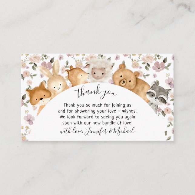 Carte D'accompagnement Animaux de bébé de la forêt de fleurs botaniques M (Devant)
