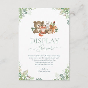 Carte D'accompagnement Animaux de bois Baby shower Affichage Douche Enclo