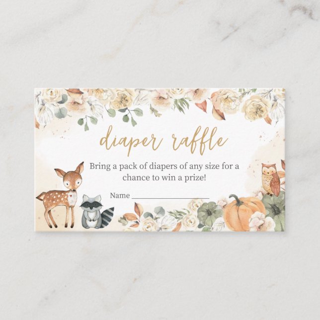 Carte D'accompagnement Animaux de bois Baby shower Citrouille Déchets Raf (Devant)