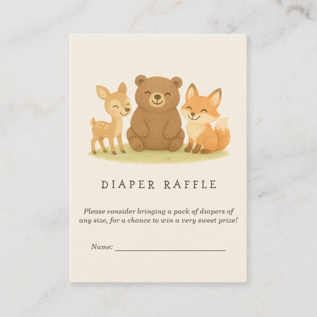 Carte D'accompagnement Animaux de bois Baby shower Déchets Raffle (Devant)