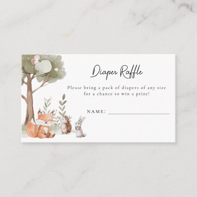 Carte D'accompagnement Animaux de bois Baby shower Déchets Raffle (Devant)