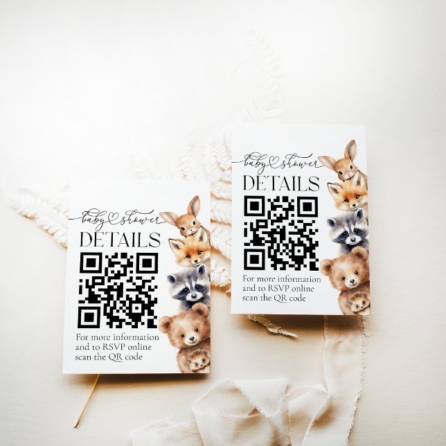 Carte D'accompagnement Animaux de bois Baby shower moderne DÉTAILS (Créateur téléchargé)