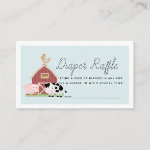 Carte D'accompagnement Animaux de ferme Barnyard Blue Diaper Raffle Ticke