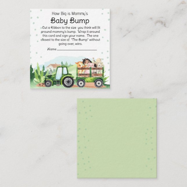 Carte D'accompagnement Animaux de ferme Tracteur vert Baby Bump Jeu (Devant / Derrière)