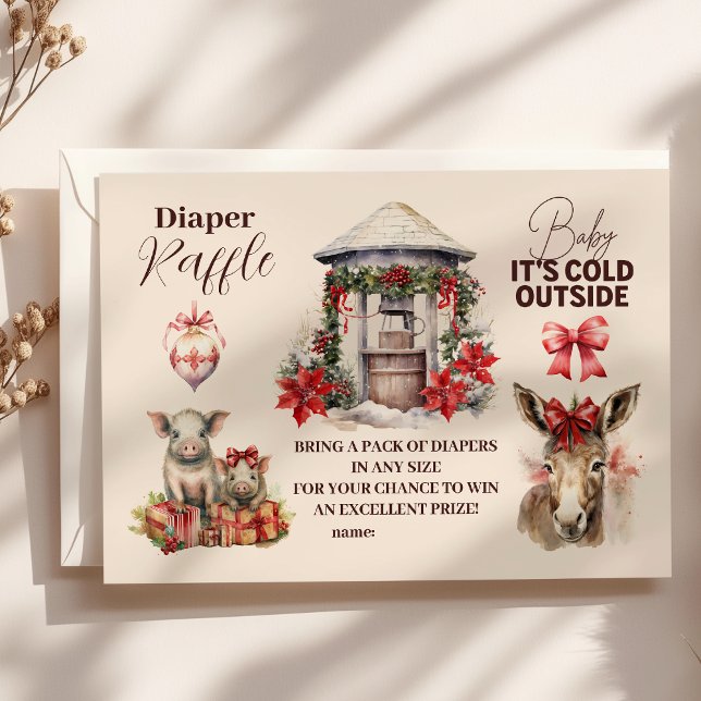 Carte D'accompagnement Animaux de la ferme d'hiver Raffle Diapper de Noël (Créateur téléchargé)