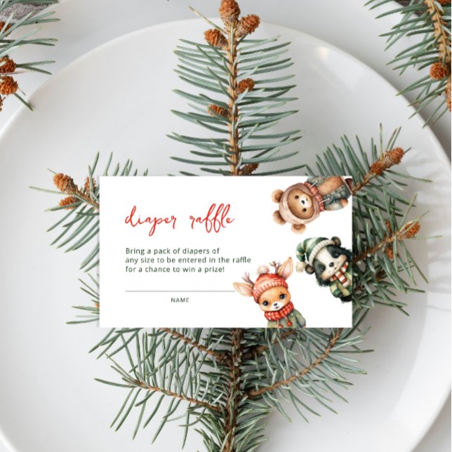 Carte D'accompagnement Animaux de la forêt d'hiver Baby shower Déchets Ra (Créateur téléchargé)