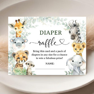 Carte D'accompagnement Animaux de la Jungle Safari Baby Shower Tombola de