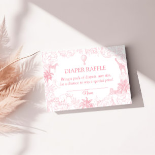 Carte D'accompagnement Animaux de Safari Rose Fardée Fête de Bébé Tirage