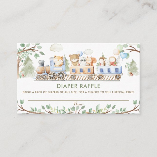 Carte D'accompagnement Animaux des bois Train de la verdure Raffle de cou (Devant)