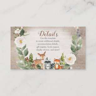 Carte D'accompagnement Animaux d'hiver Bois Blanc Baby shower Floral