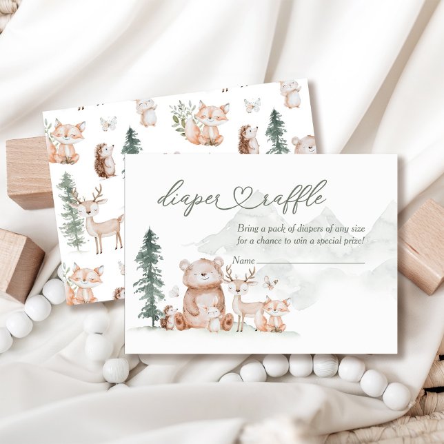 Carte D'accompagnement Animaux forestiers de bois Baby shower Déchets Raf (Créateur téléchargé)