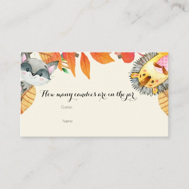 Carte D'accompagnement Animaux rustiques Combien de bonbons dans le pot C (Devant)