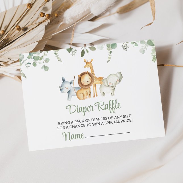 Carte D'accompagnement Animaux Safari, Jungle, Verdure, Raffle de couches (Créateur téléchargé)