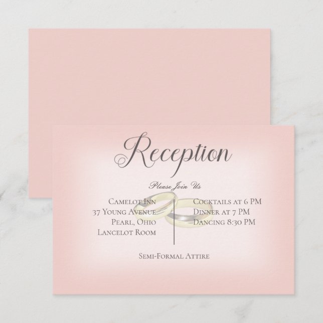 Carte D'accompagnement Anneaux Mariages d'or sur la réception de mariage  (Devant / Derrière)