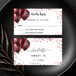 Carte D'accompagnement Anniversaire blanc parties scintillant rouge ballo