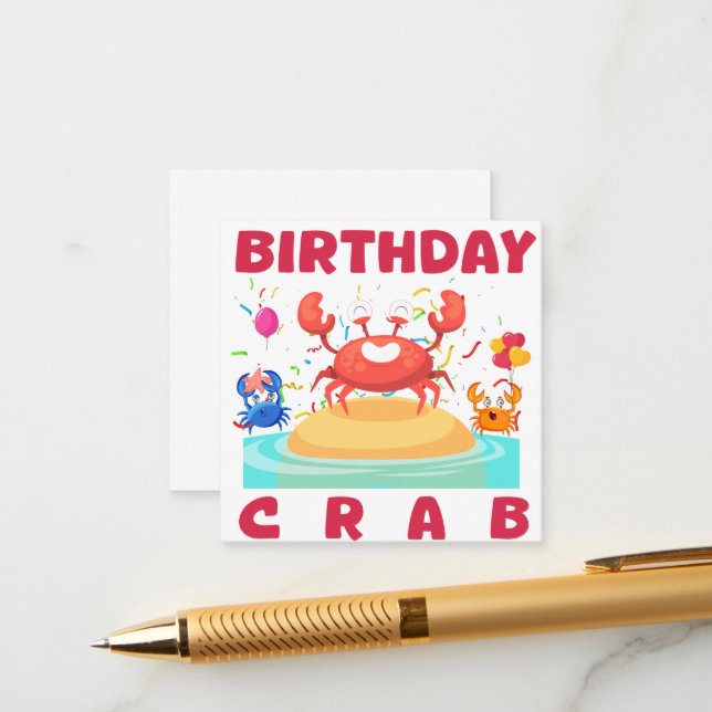 Carte D'accompagnement Anniversaire Crabe Party Teil Crabs Amour Annivers (Devant/Arrière en situation)